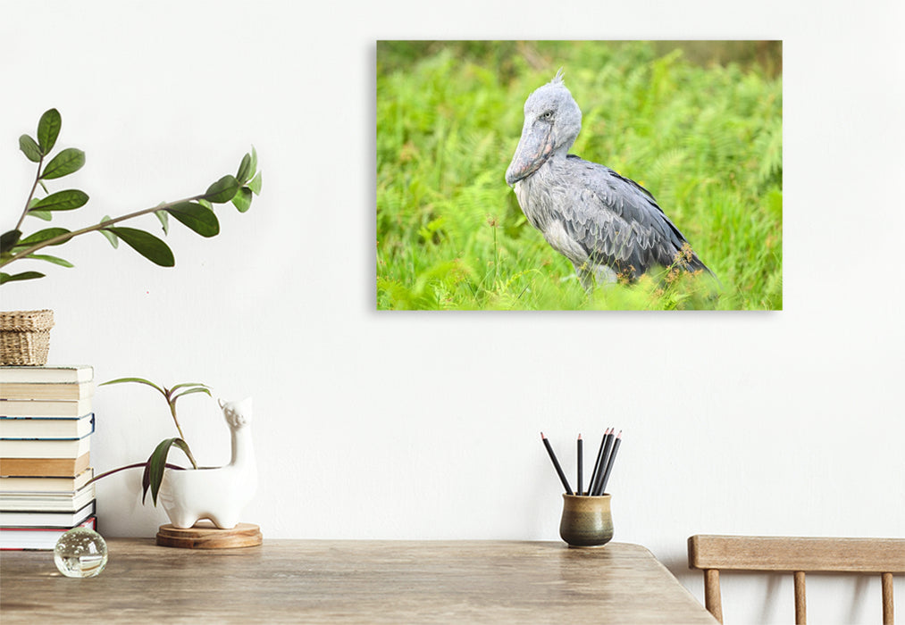 Premium Textil-Leinwand Schuhschnabel Storch im Lake Victoria