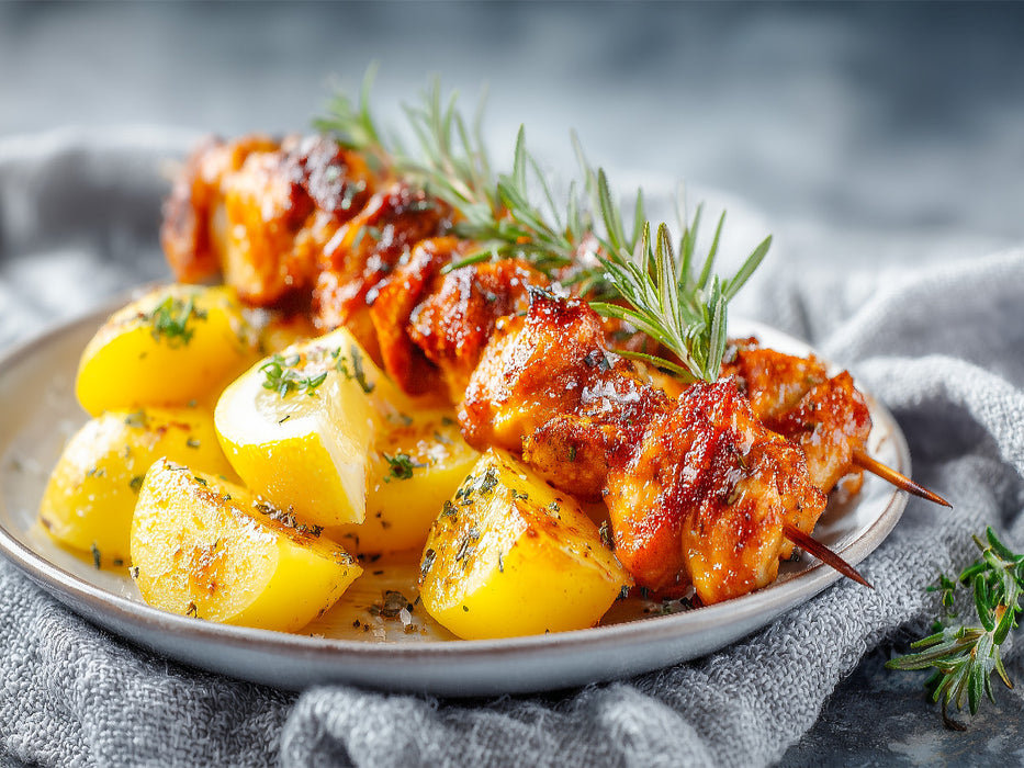 Saftige Hähnchenspieße mit Zitronenkartoffeln - CALVENDO Foto-Puzzle'