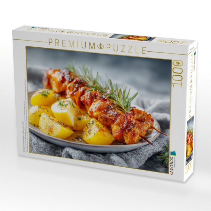 Saftige Hähnchenspieße mit Zitronenkartoffeln - CALVENDO Foto-Puzzle'