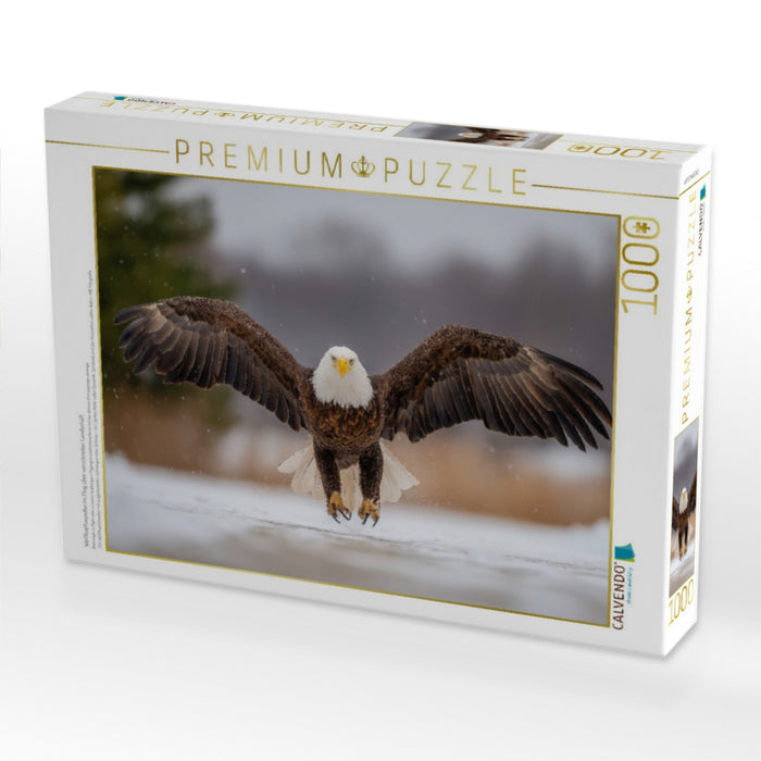 Weißkopfseeadler im Flug über verschneiter Landschaft - CALVENDO Foto-Puzzle'
