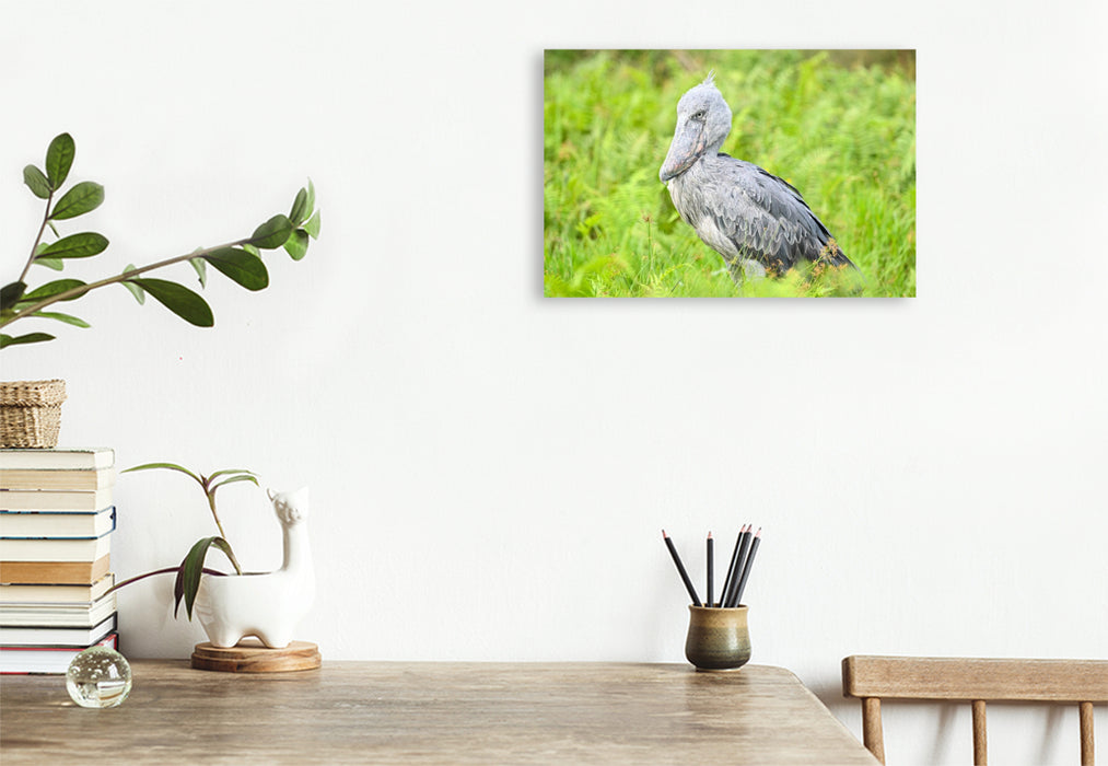 Premium Textil-Leinwand Schuhschnabel Storch im Lake Victoria