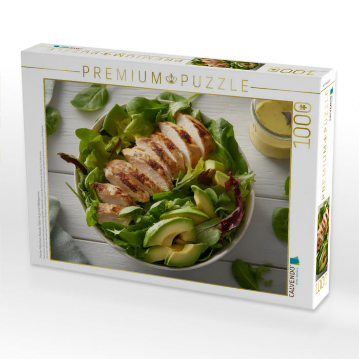 Frischer Hähnchen-Avocado-Salat mit grünem Blattgemüse - CALVENDO Foto-Puzzle'