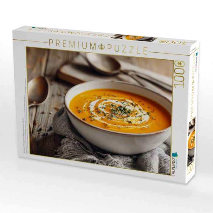 Cremige Kürbissuppe mit Kokos und frischen Kräutern - CALVENDO Foto-Puzzle'