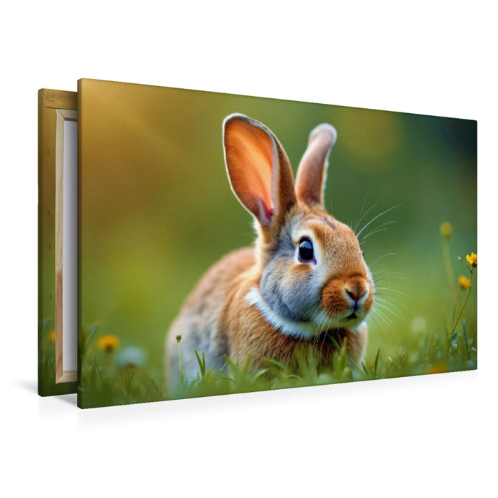 Premium Textil-Leinwand Ein Herz, zwei Ohren, tausend Streicheleinheiten.