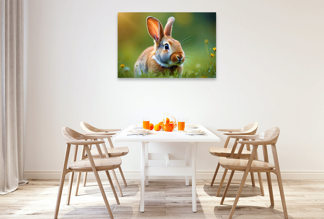 Premium Textil-Leinwand Ein Herz, zwei Ohren, tausend Streicheleinheiten.