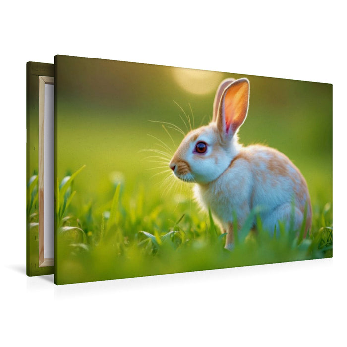 Premium Textil-Leinwand Kaninchen, die dein Zuhause wärmen.“