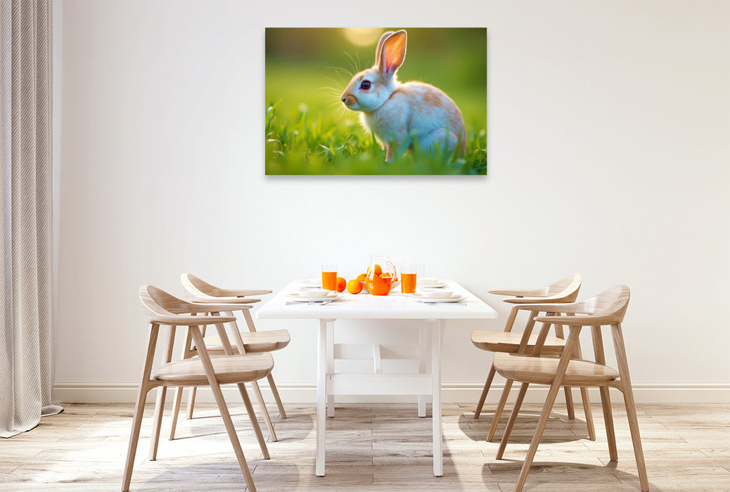 Premium Textil-Leinwand Kaninchen, die dein Zuhause wärmen.“