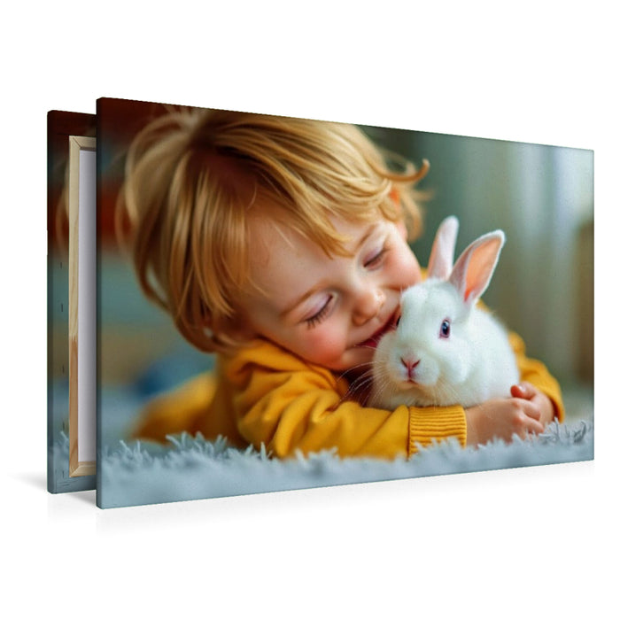 Premium Textil-Leinwand Das ist Kaninchenliebe pur.