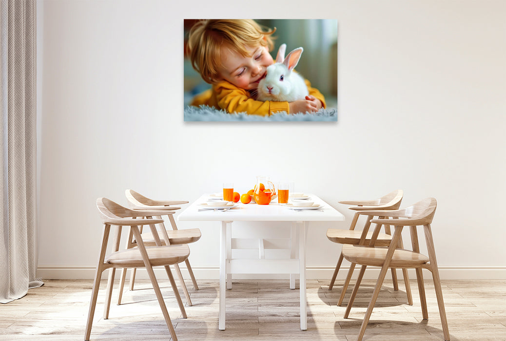 Premium Textil-Leinwand Das ist Kaninchenliebe pur.