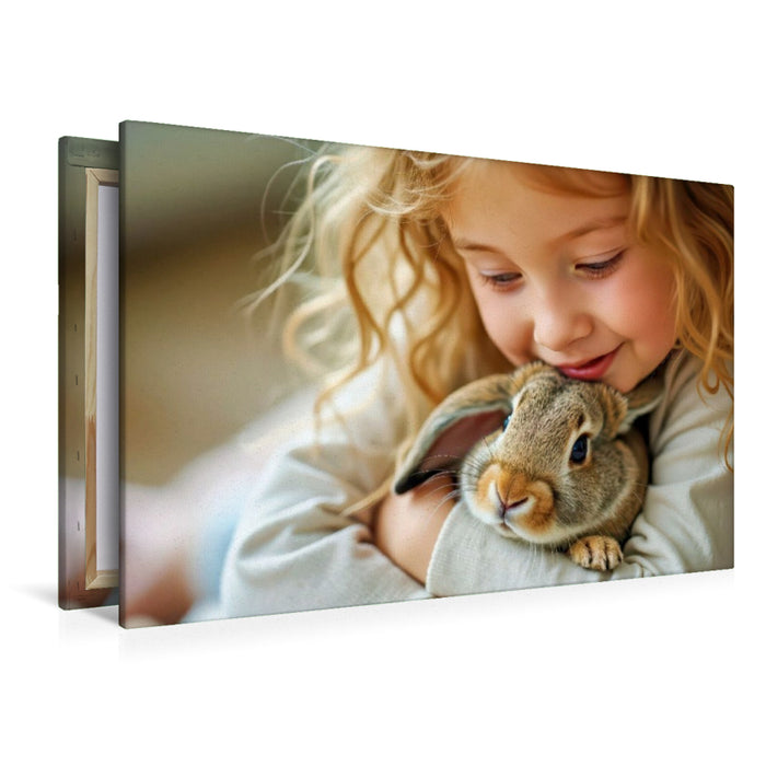 Premium Textil-Leinwand Kaninchen bringen Liebe ins Leben.