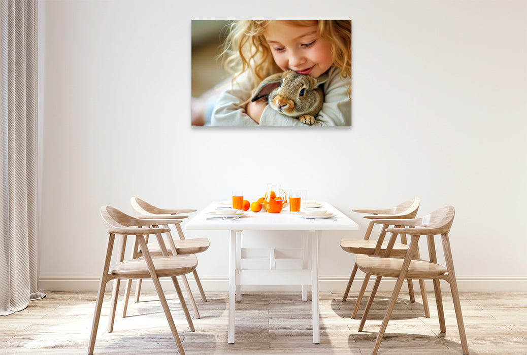 Premium Textil-Leinwand Kaninchen bringen Liebe ins Leben.