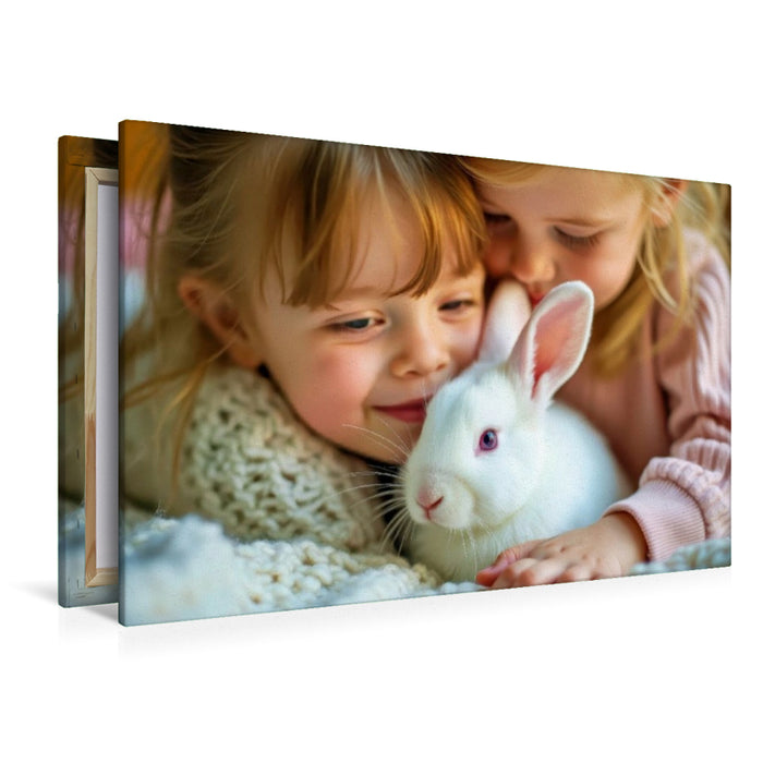 Premium Textil-Leinwand Ein Motiv aus dem Kalender Kuschelige Kaninchen