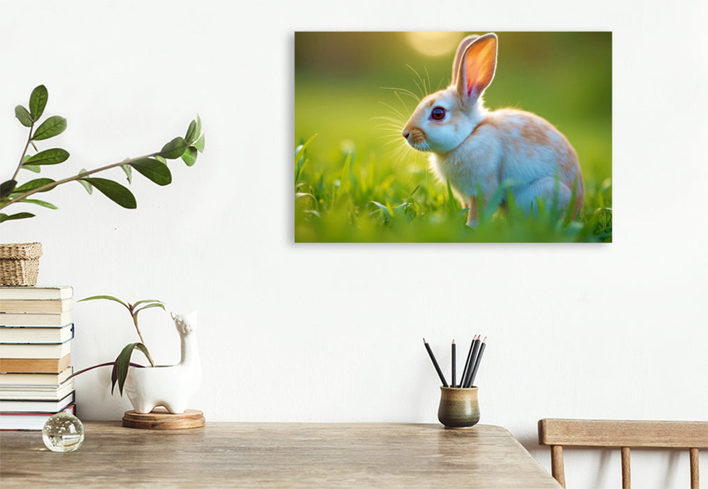 Premium Textil-Leinwand Kaninchen, die dein Zuhause wärmen.“