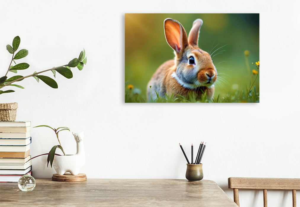 Premium Textil-Leinwand Ein Herz, zwei Ohren, tausend Streicheleinheiten.