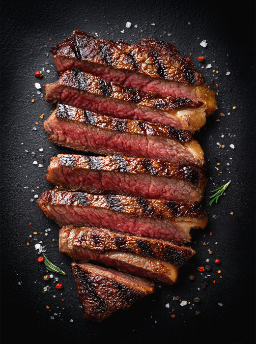 Saftiges Steak in Scheiben mit Grillstreifen und Gewürzen - CALVENDO Foto-Puzzle'