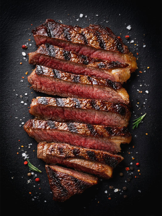 Saftiges Steak in Scheiben mit Grillstreifen und Gewürzen - CALVENDO Foto-Puzzle'