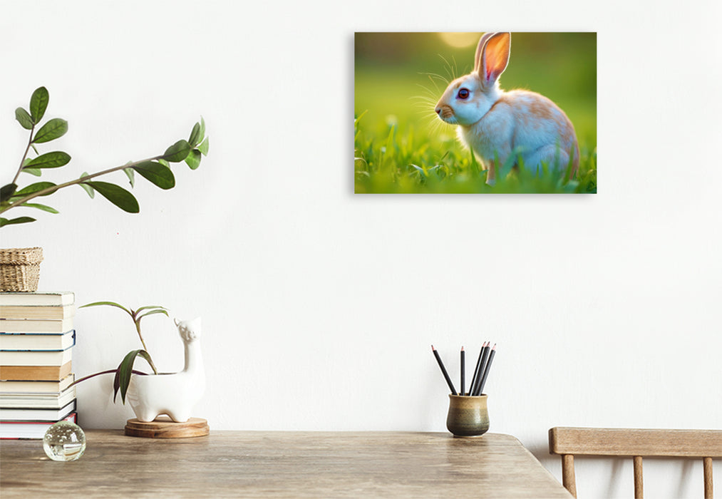 Premium Textil-Leinwand Kaninchen, die dein Zuhause wärmen.“