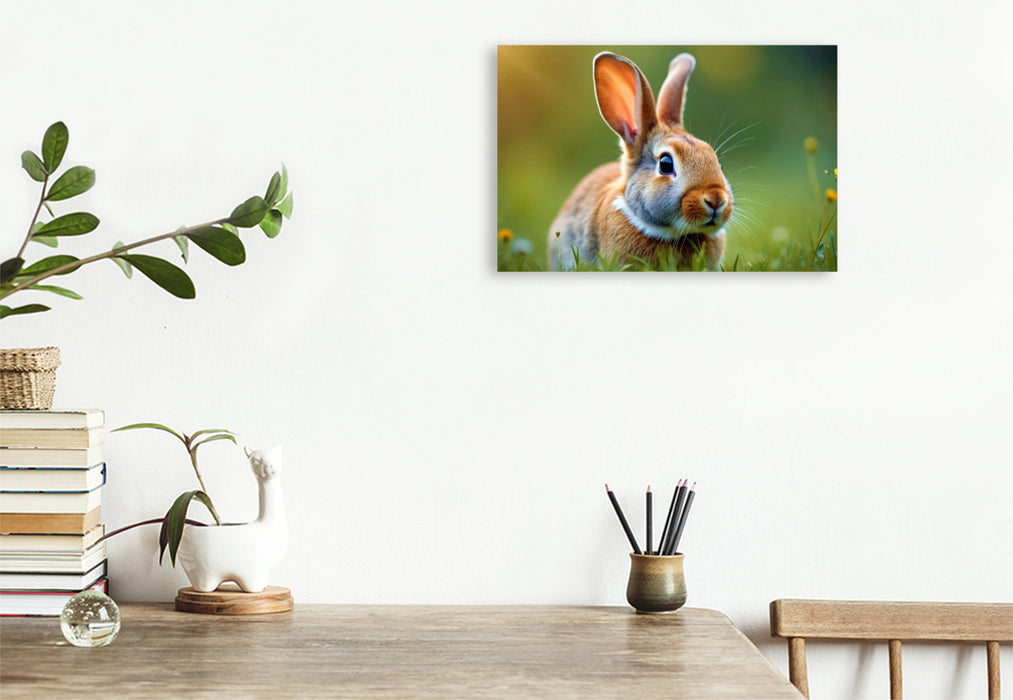 Premium Textil-Leinwand Ein Herz, zwei Ohren, tausend Streicheleinheiten.