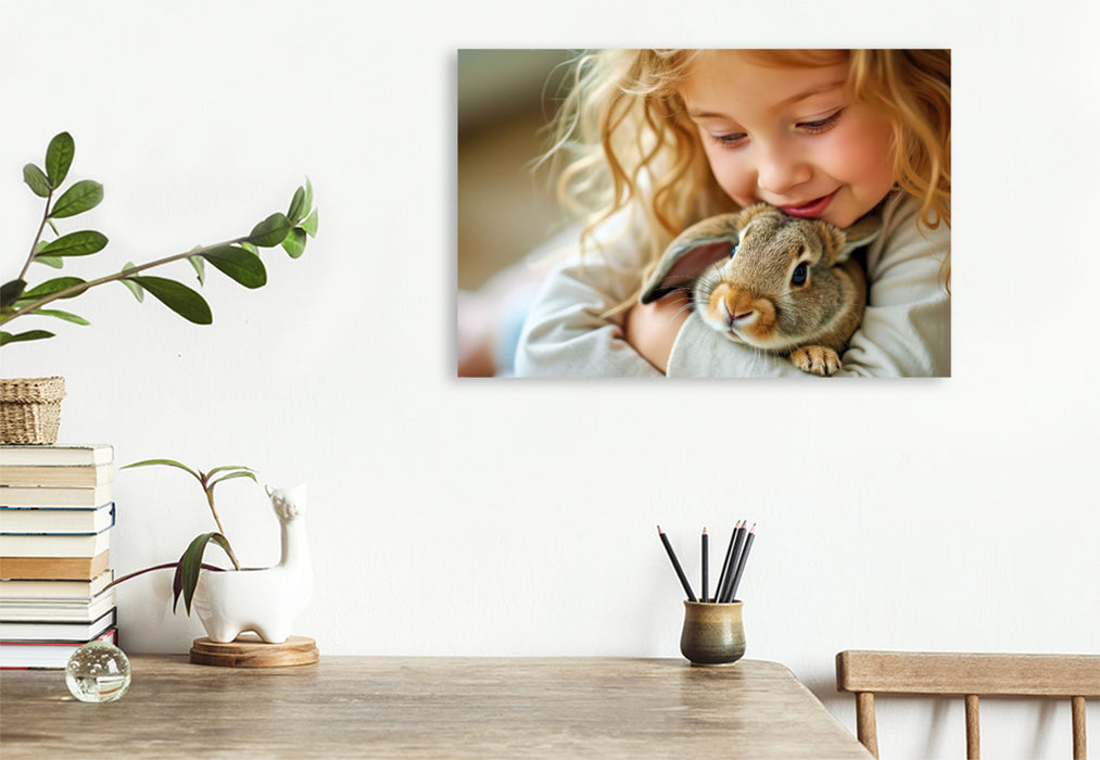 Premium Textil-Leinwand Kaninchen bringen Liebe ins Leben.
