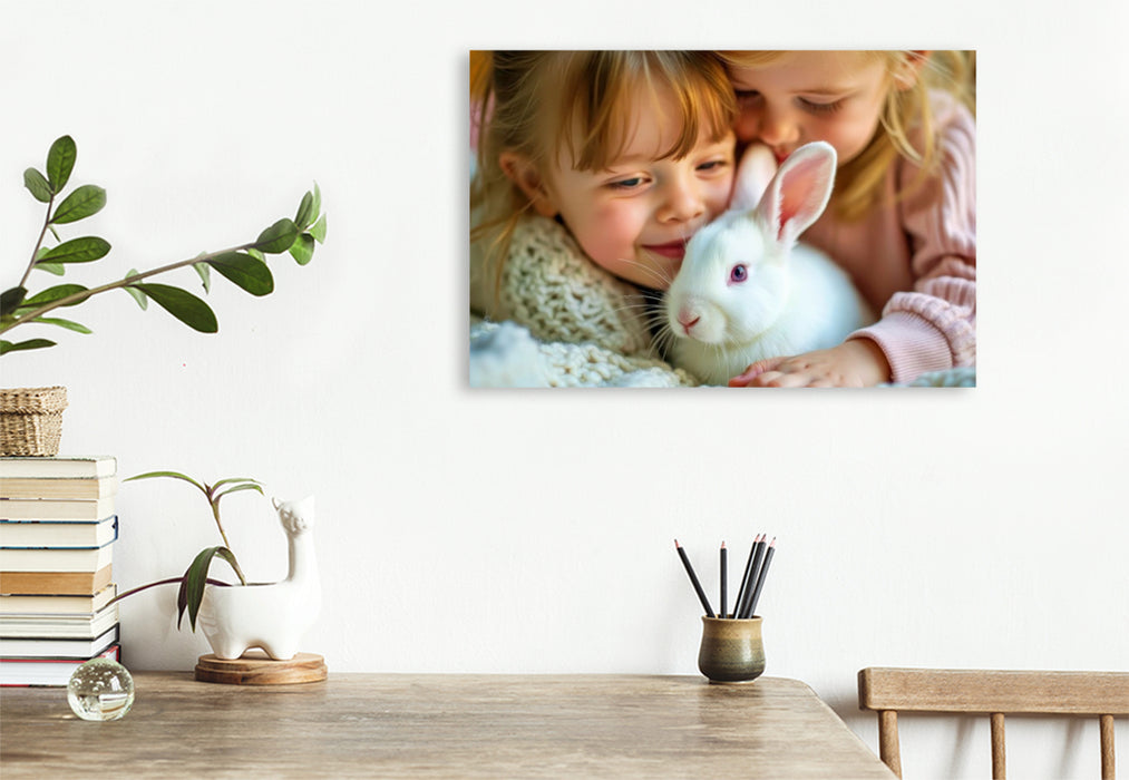 Premium Textil-Leinwand Ein Motiv aus dem Kalender Kuschelige Kaninchen