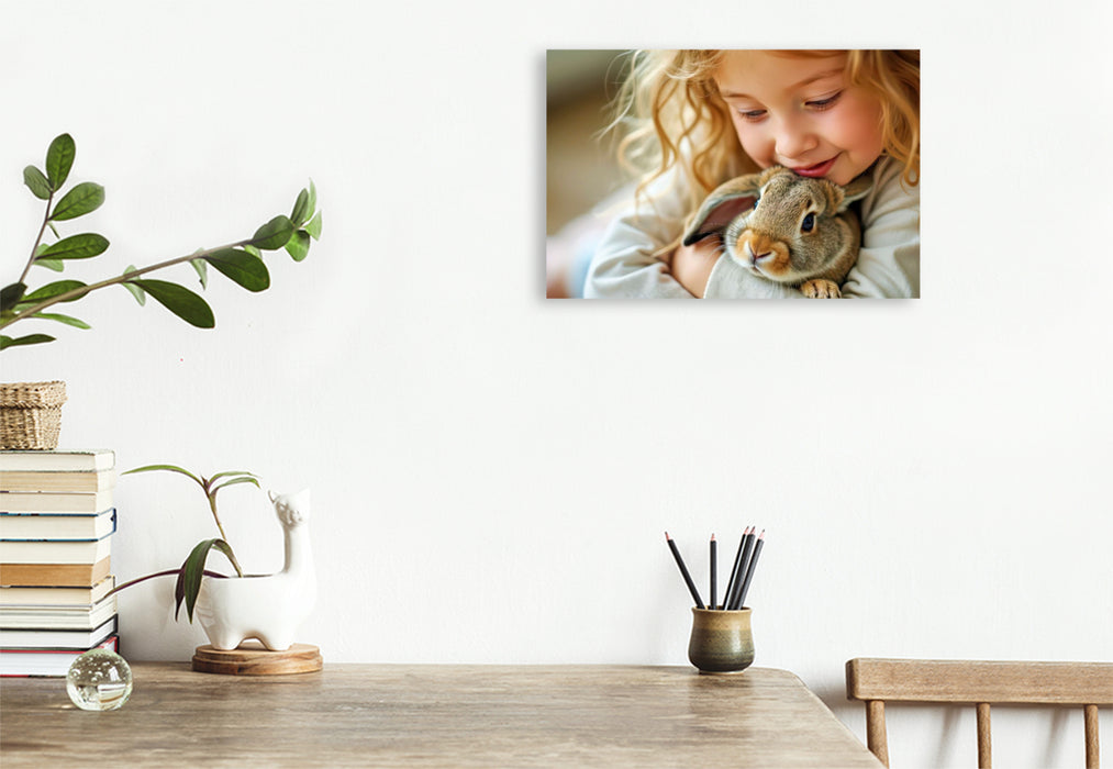 Premium Textil-Leinwand Kaninchen bringen Liebe ins Leben.