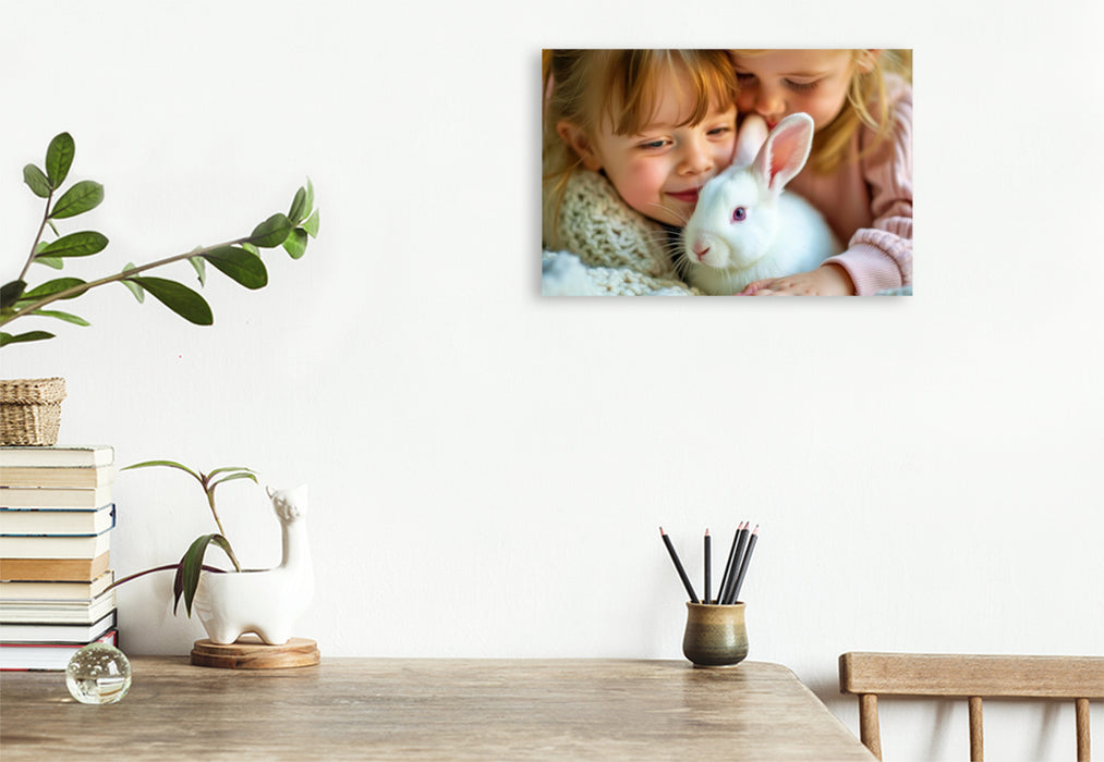 Premium Textil-Leinwand Ein Motiv aus dem Kalender Kuschelige Kaninchen