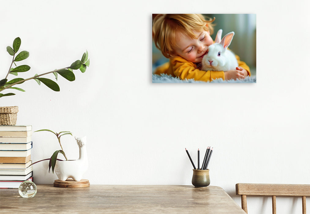 Premium Textil-Leinwand Das ist Kaninchenliebe pur.