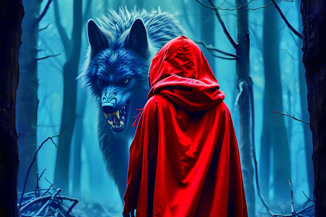 Premium Textil-Leinwand Rotkäppchen und der böse Wolf