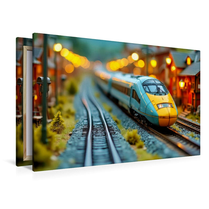 Premium Textil-Leinwand Die Zukunft fährt auf Schienen.