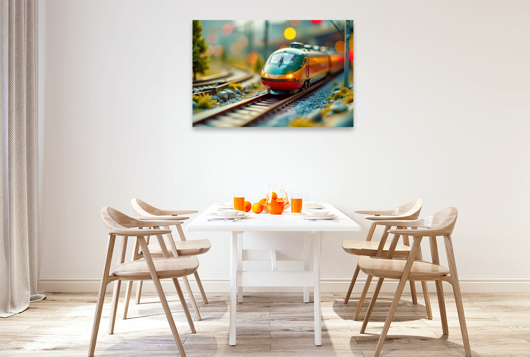 Premium Textil-Leinwand Die smarte Modelleisenbahn von morgen.