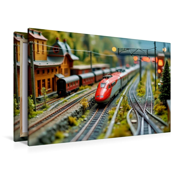 Premium Textil-Leinwand Wo KI auf Gleise trifft.