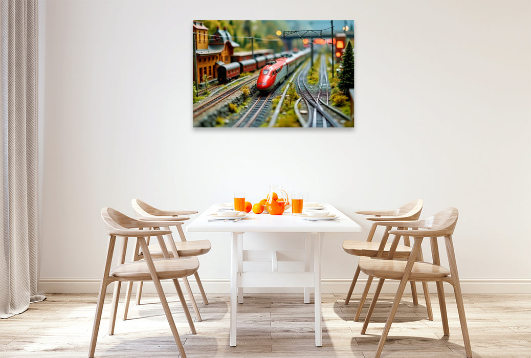 Premium Textil-Leinwand Wo KI auf Gleise trifft.