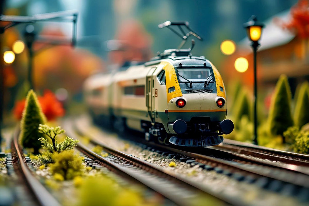 Premium Textil-Leinwand Eleganz auf Gleisen. Die Modelleisenbahn für Visionäre.