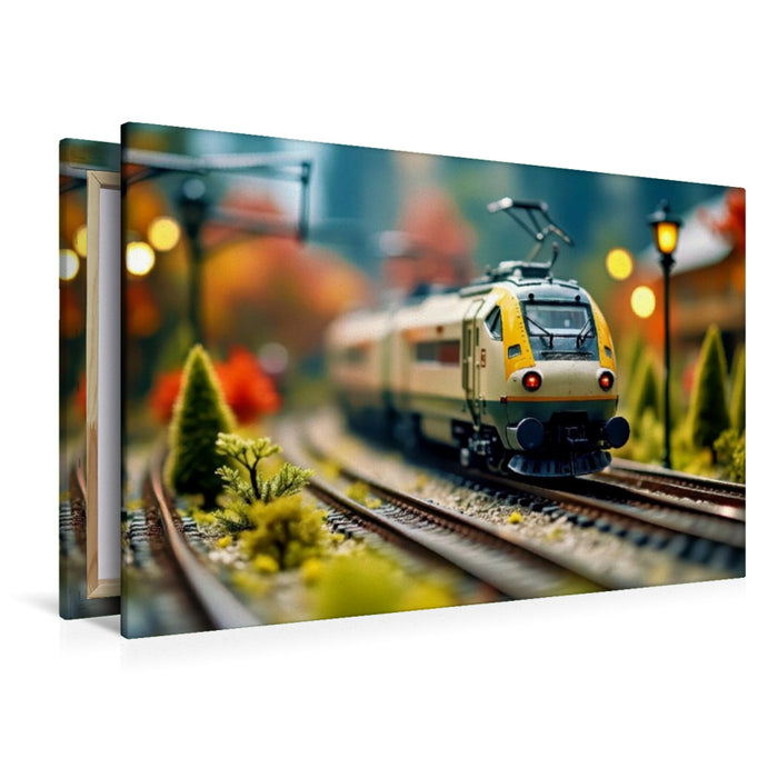 Premium Textil-Leinwand Eleganz auf Gleisen. Die Modelleisenbahn für Visionäre.