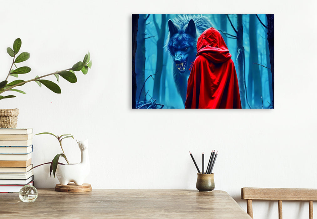 Premium Textil-Leinwand Rotkäppchen und der böse Wolf