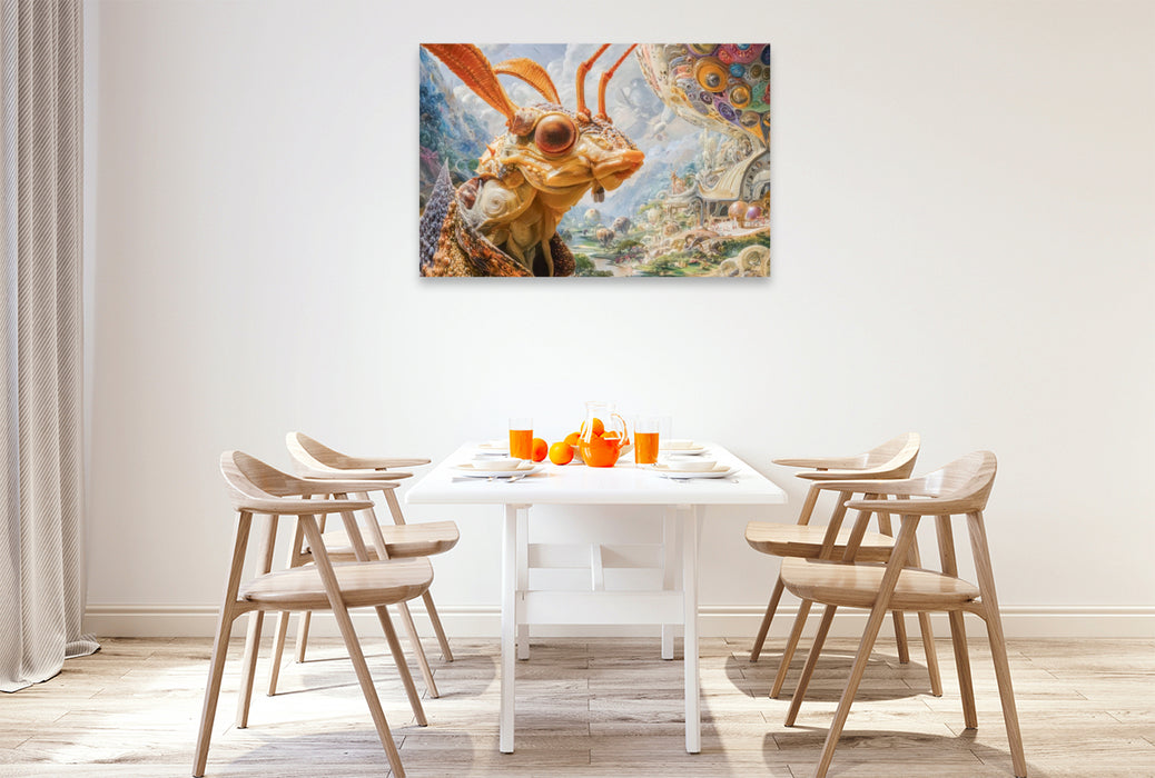 Premium Textil-Leinwand Insektenplanet