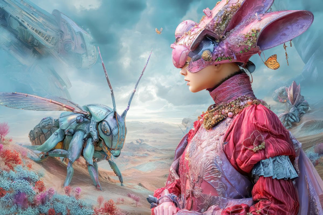 Premium Textil-Leinwand Insektenplanet