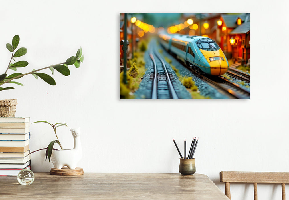 Premium Textil-Leinwand Die Zukunft fährt auf Schienen.