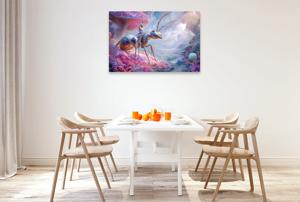 Premium Textil-Leinwand Insektenplanet