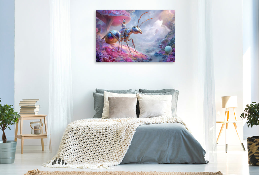 Premium Textil-Leinwand Insektenplanet