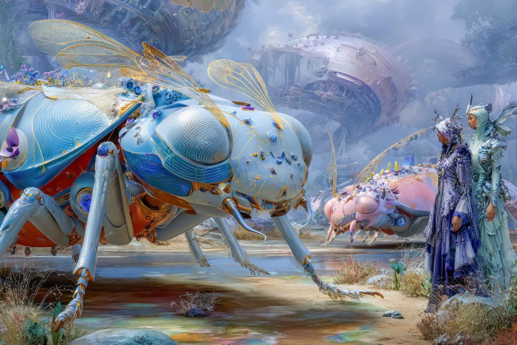 Premium Textil-Leinwand Insektenplanet