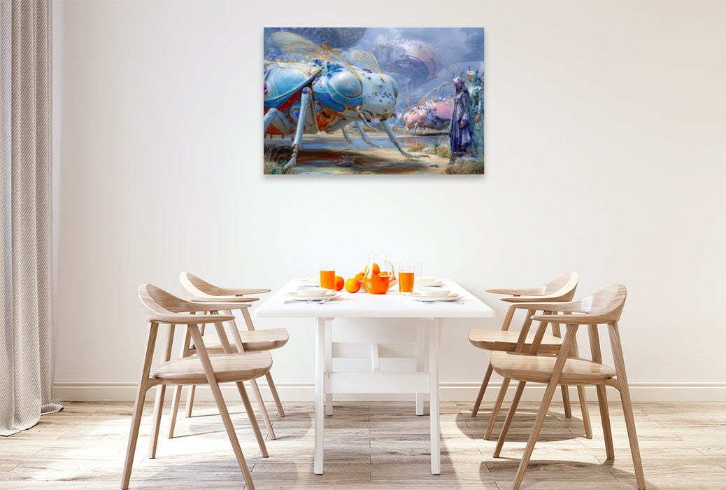 Premium Textil-Leinwand Insektenplanet