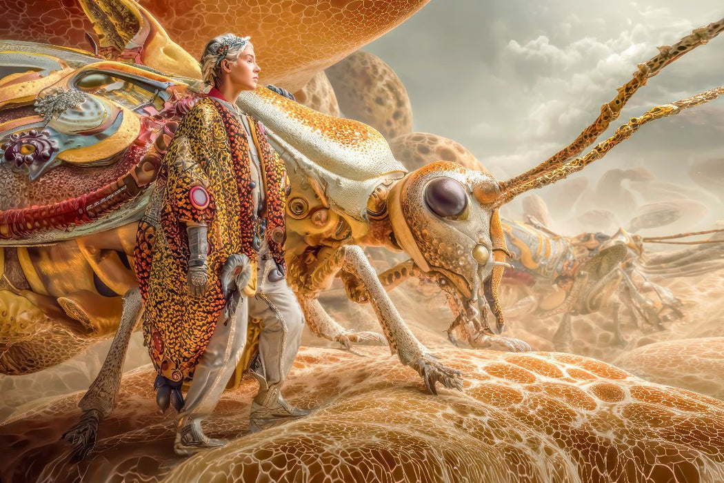 Premium Textil-Leinwand Insektenplanet