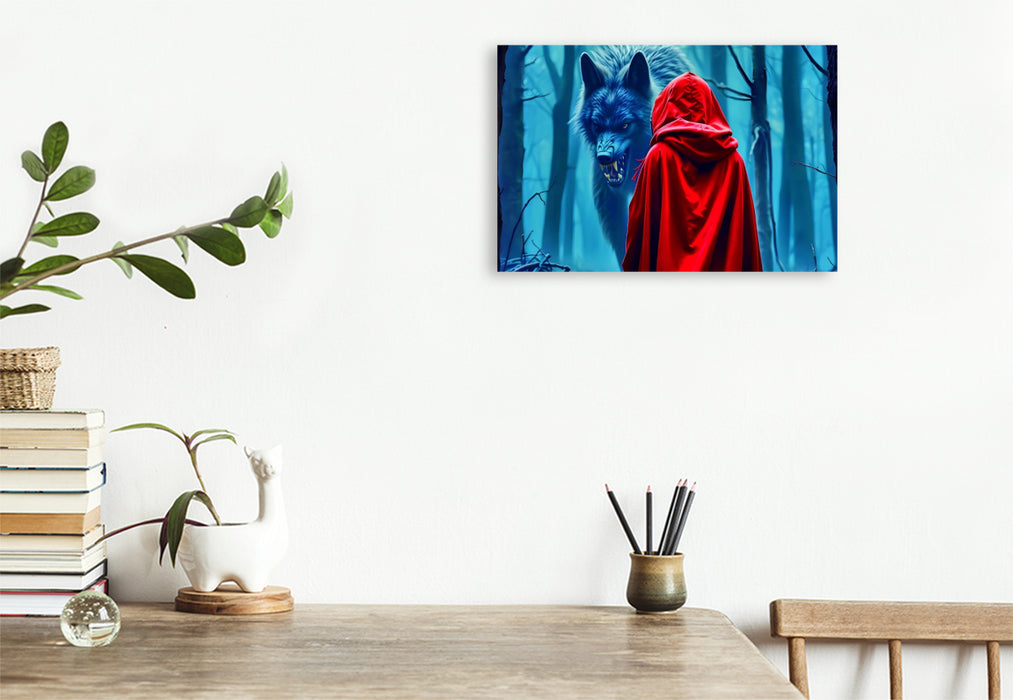 Premium Textil-Leinwand Rotkäppchen und der böse Wolf