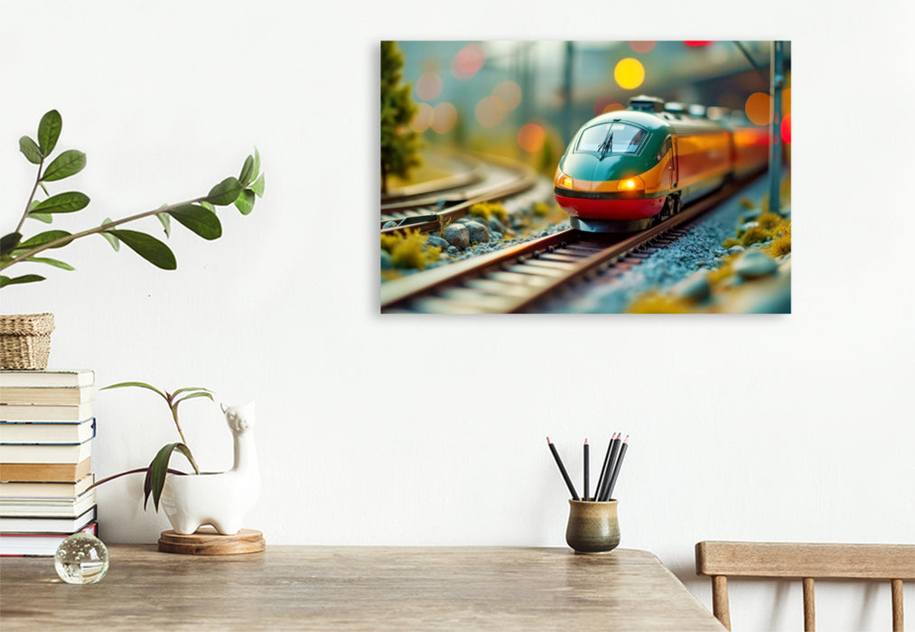Premium Textil-Leinwand Die smarte Modelleisenbahn von morgen.