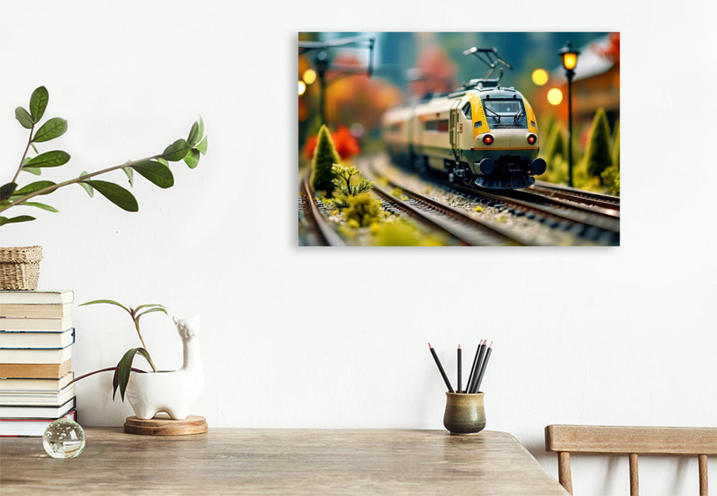 Premium Textil-Leinwand Eleganz auf Gleisen. Die Modelleisenbahn für Visionäre.