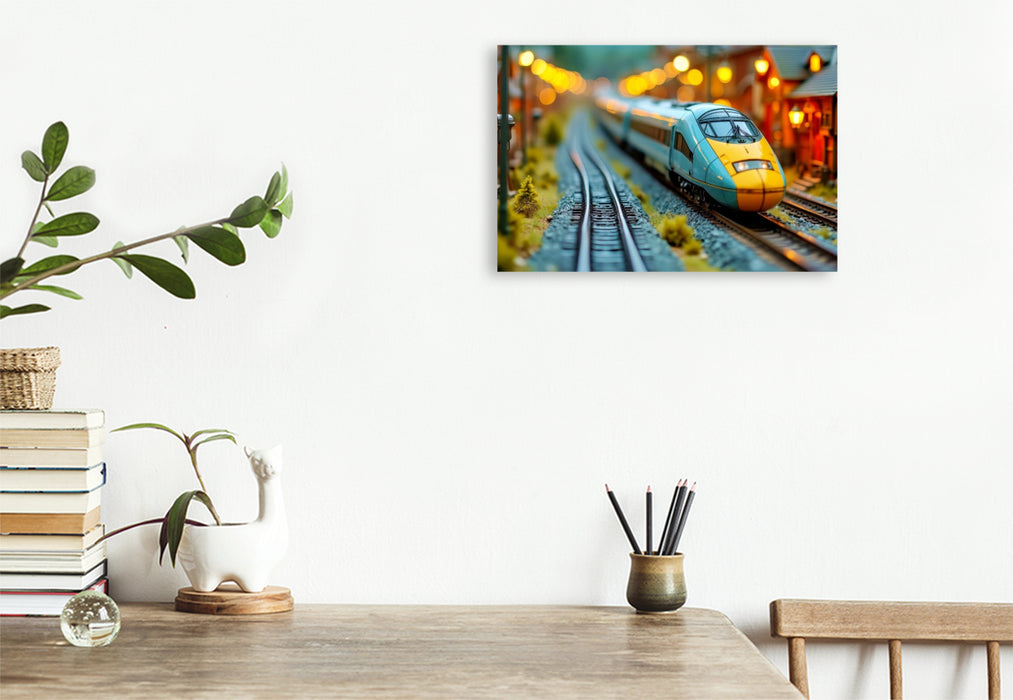 Premium Textil-Leinwand Die Zukunft fährt auf Schienen.