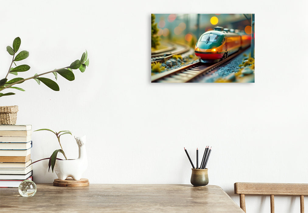 Premium Textil-Leinwand Die smarte Modelleisenbahn von morgen.