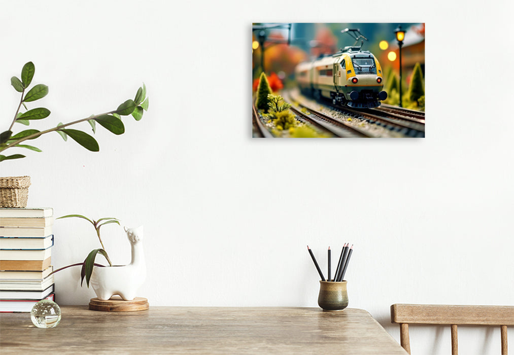 Premium Textil-Leinwand Eleganz auf Gleisen. Die Modelleisenbahn für Visionäre.