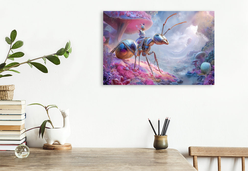 Premium Textil-Leinwand Insektenplanet